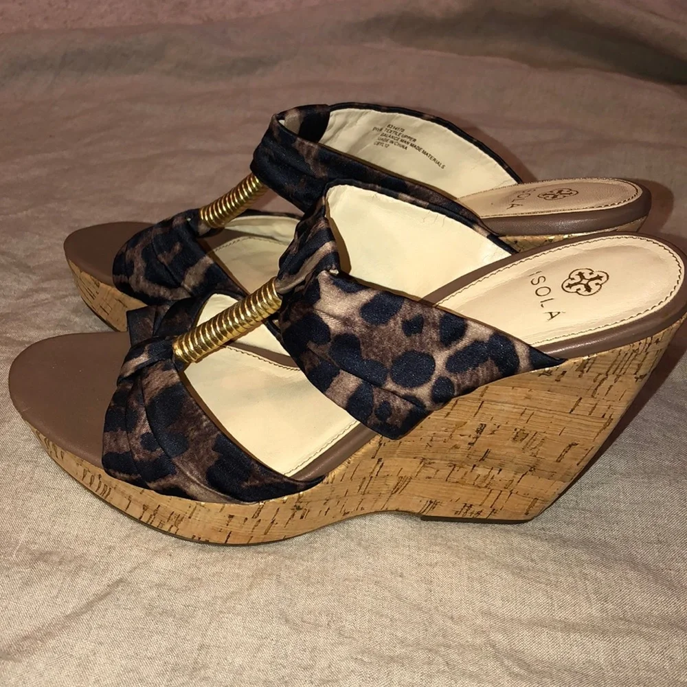 Isola Oma Leopard Print Wedge Sandals